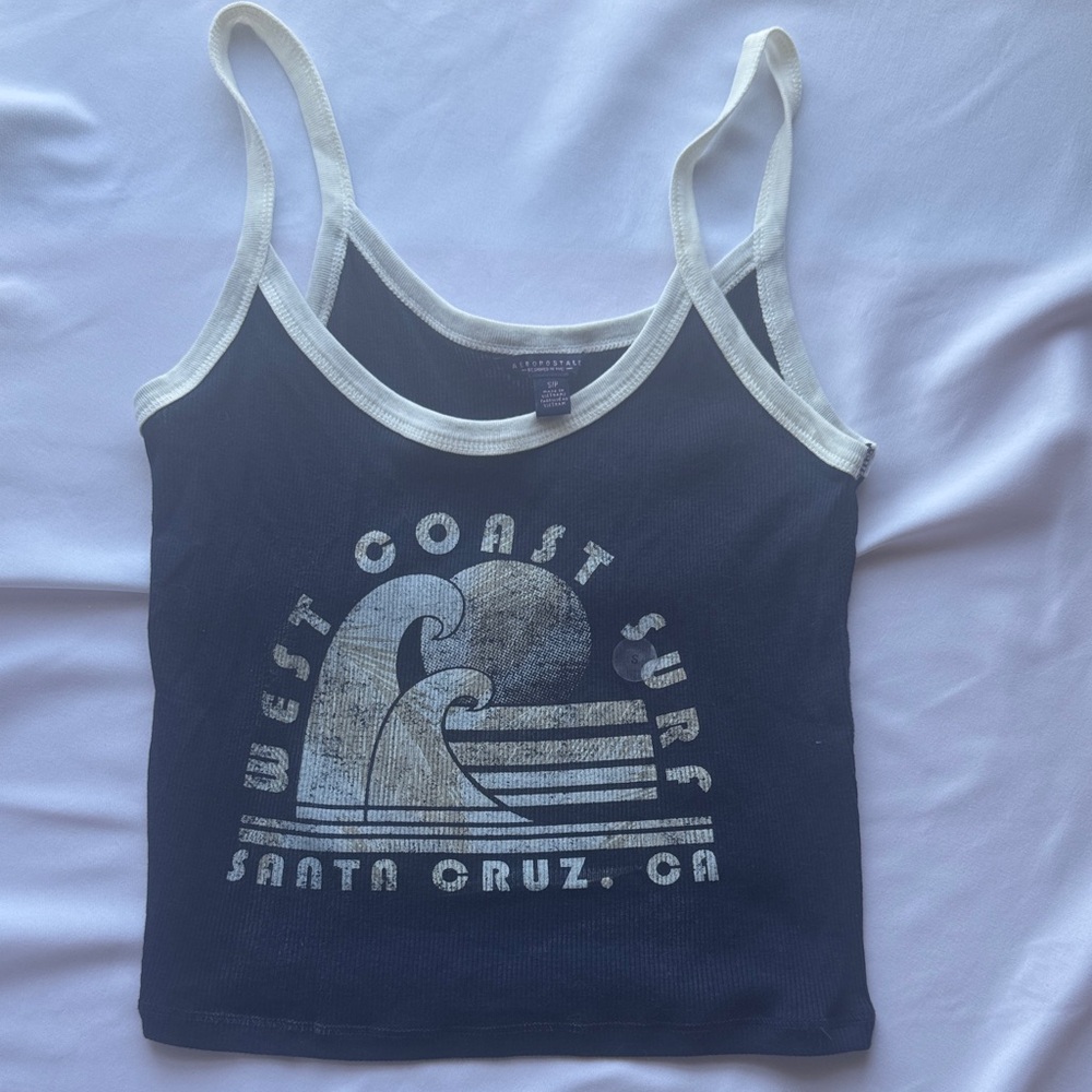 Aeropostale Navy and White Tank Top